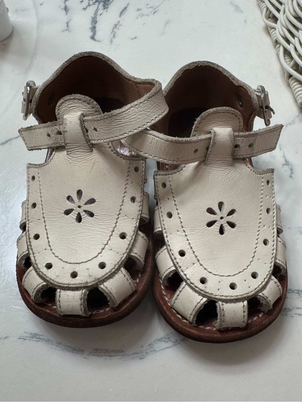 Adelisa & Co White Leather Closed-Toe Sandals
